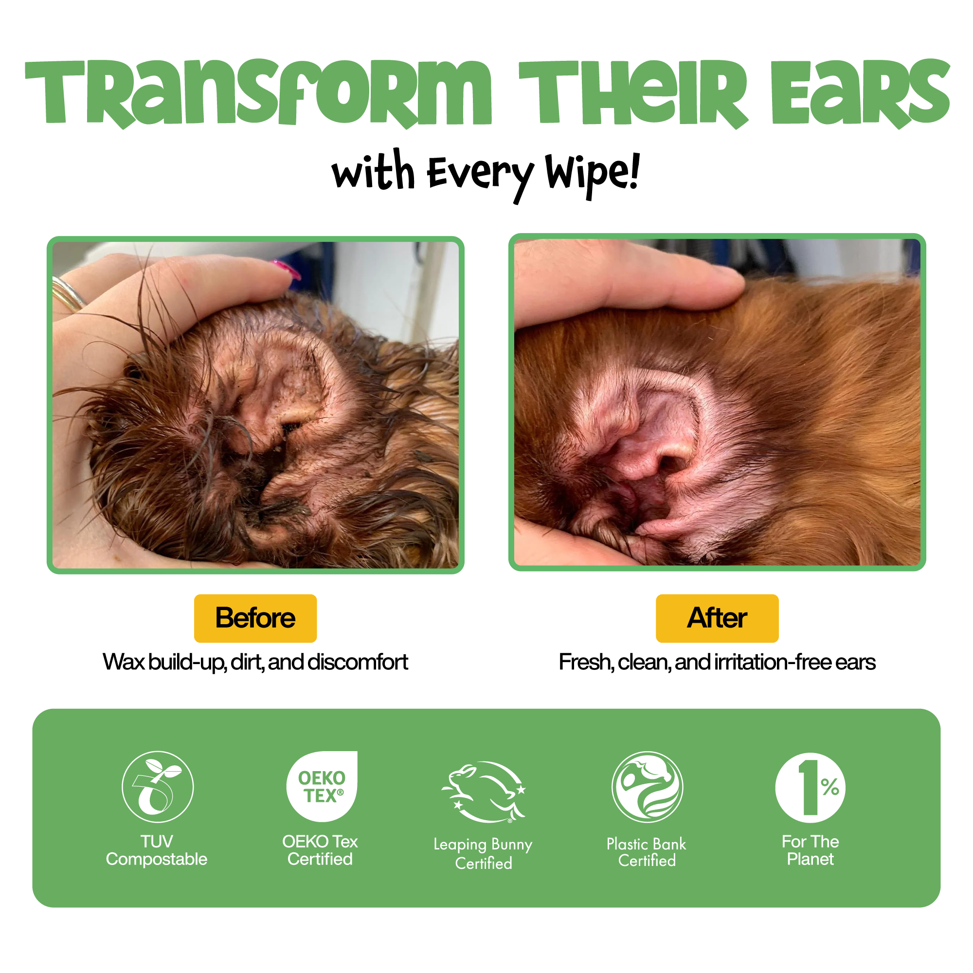 Roofus Dog Ear Wipes | Fragrance Free | 100ct