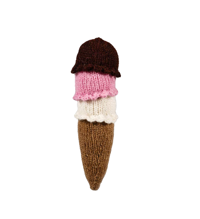 Hand Knit Ice Cream Cone Dog Toy