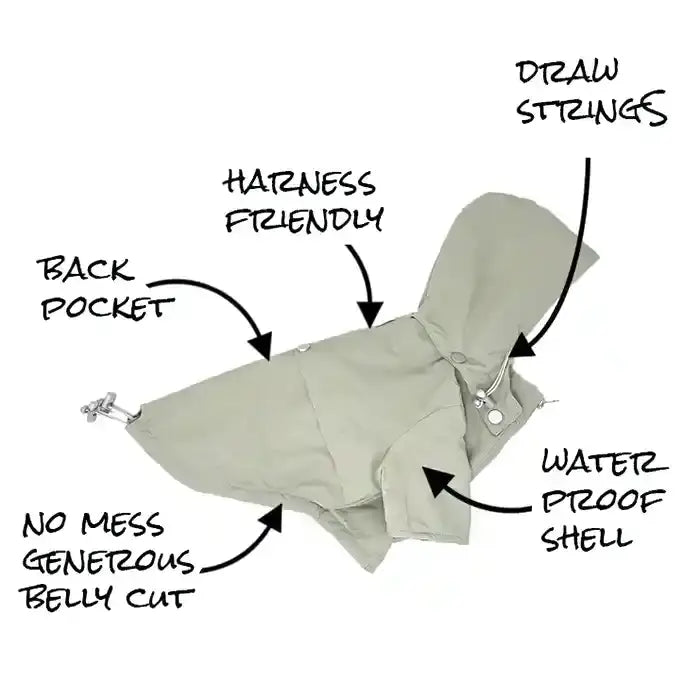Moss Green Dog Raincoat / Parka - THE BOXER