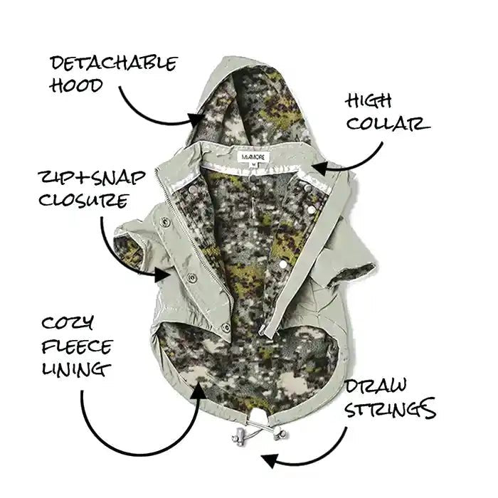 Moss Green Dog Raincoat / Parka - THE BOXER