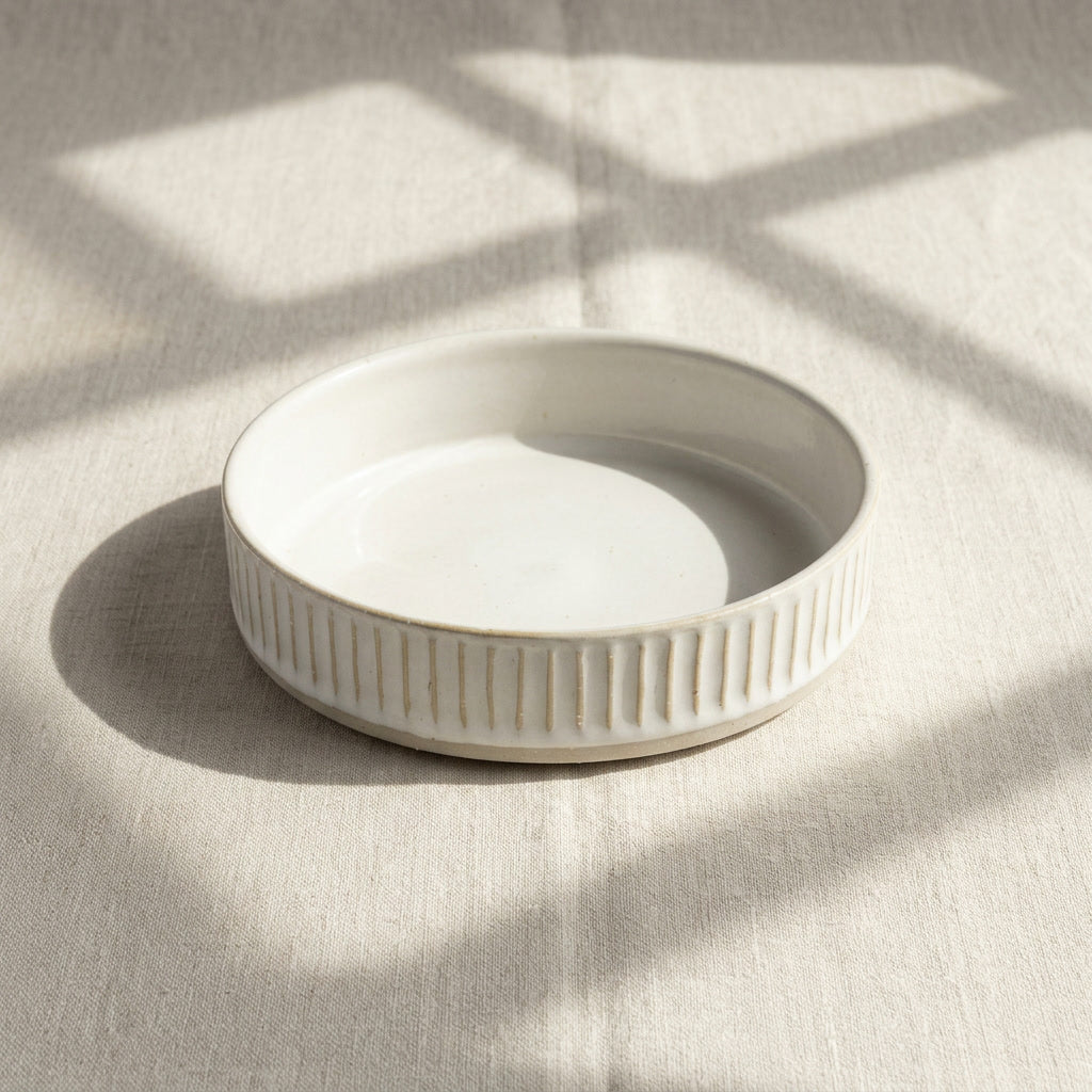 White Scalloped Stoneware Bowl