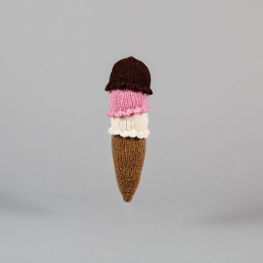 Hand Knit Ice Cream Cone Dog Toy