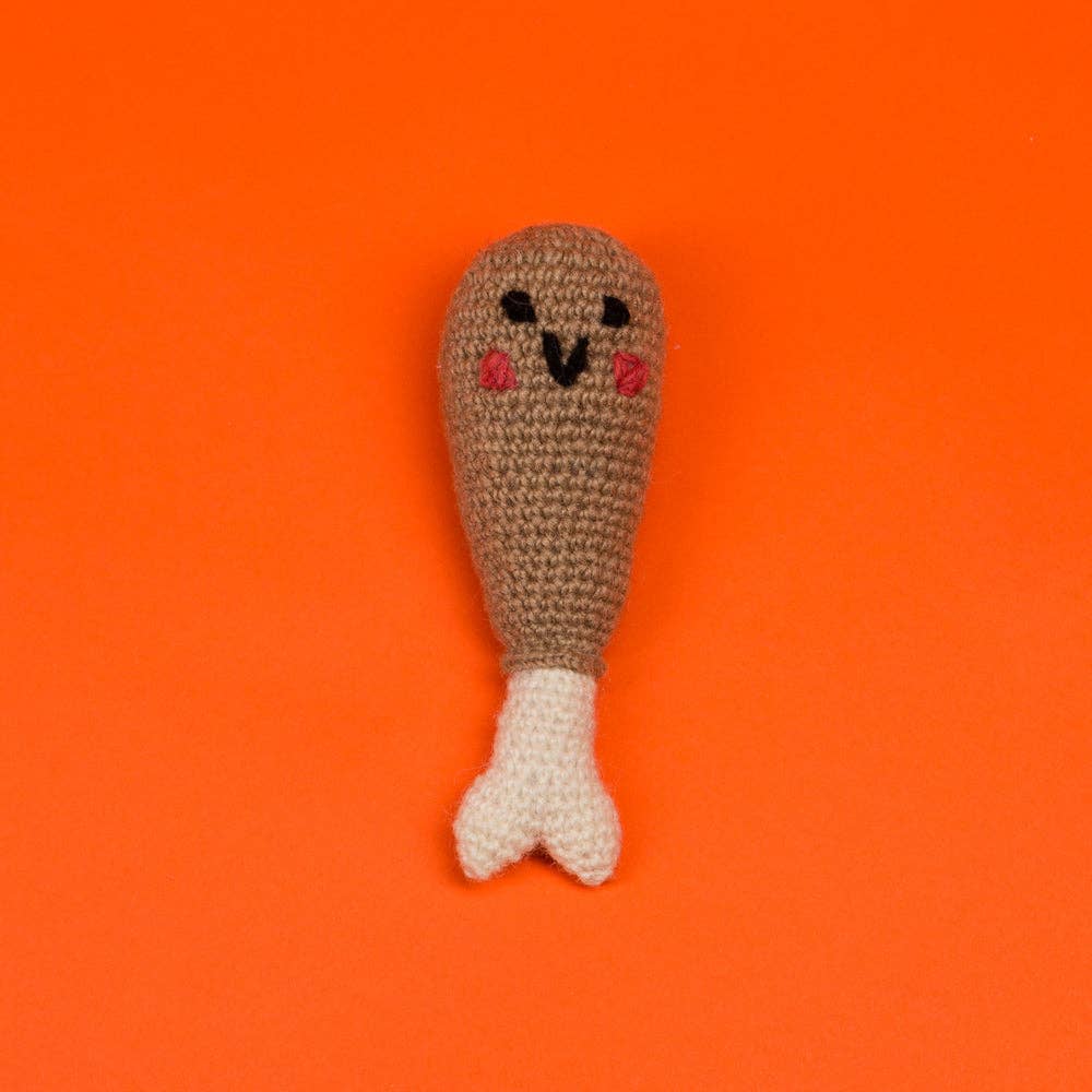 Hand Knit Wool Drumstick Dog Toy