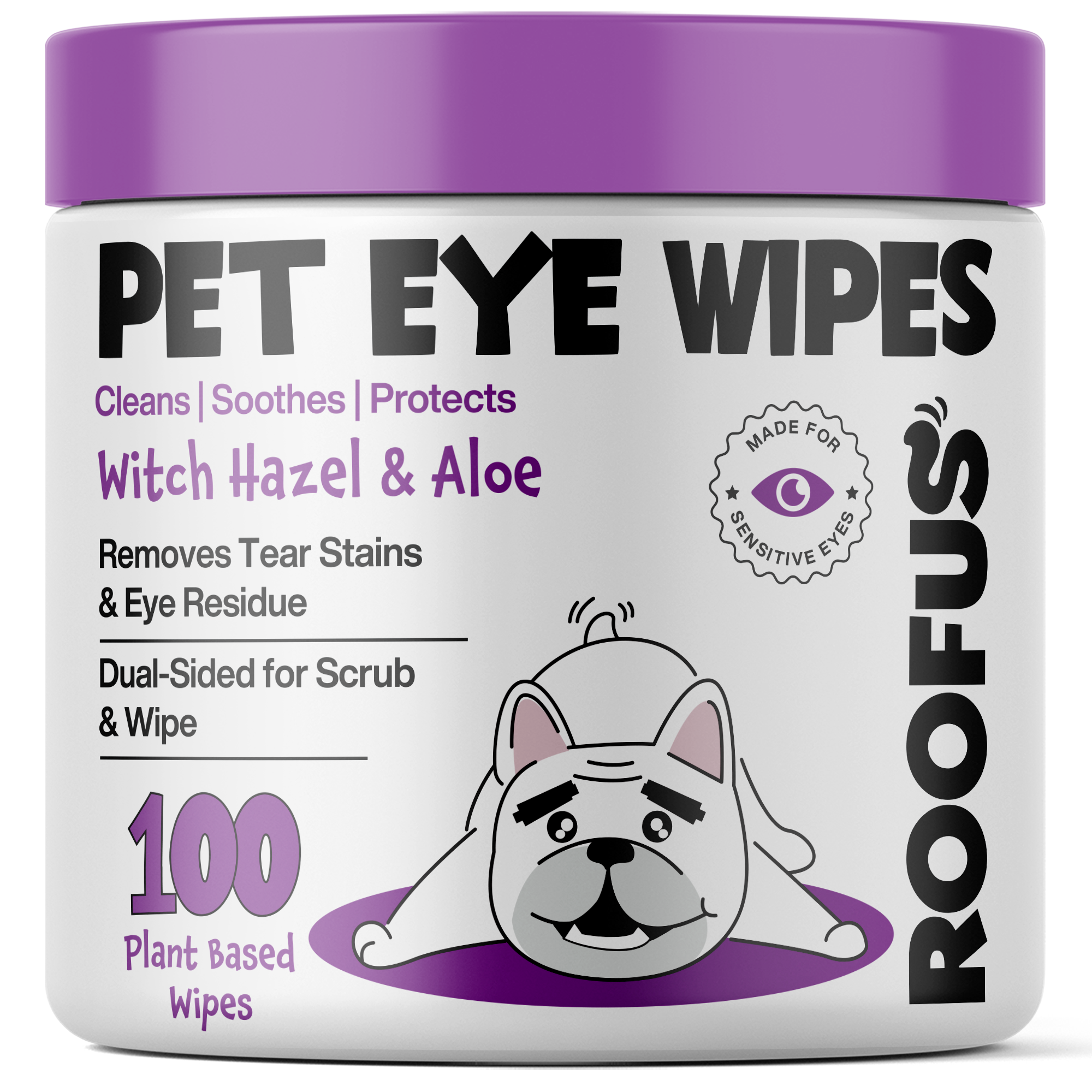 Roofus Dog Eye Wipes | Fragrance Free | 100ct