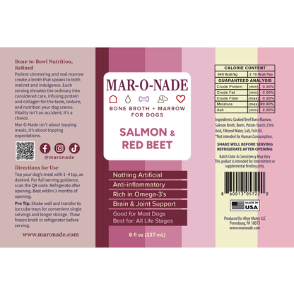 Salmon &amp; Red Beet Bone Broth + Marrow for Dogs
