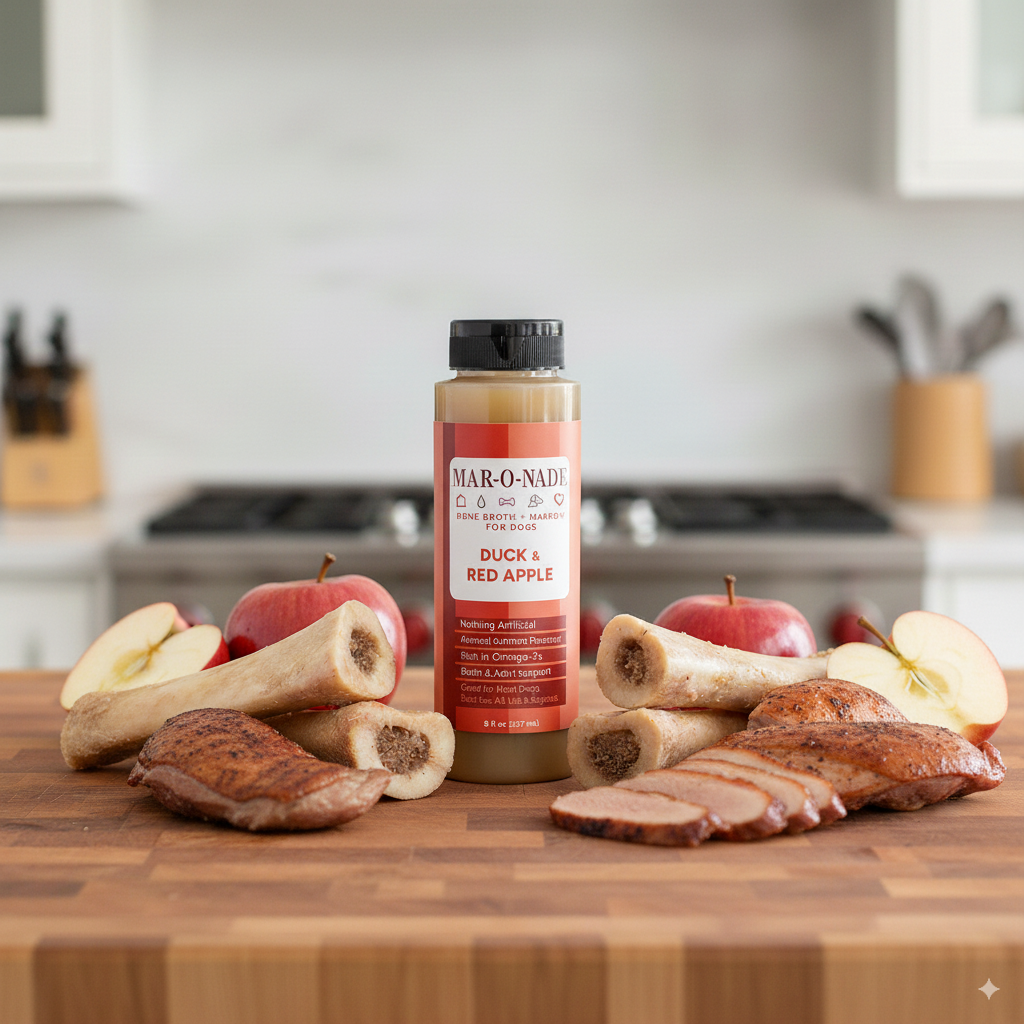Duck &amp; Red Apple Bone Broth + Marrow for Dogs 8 oz