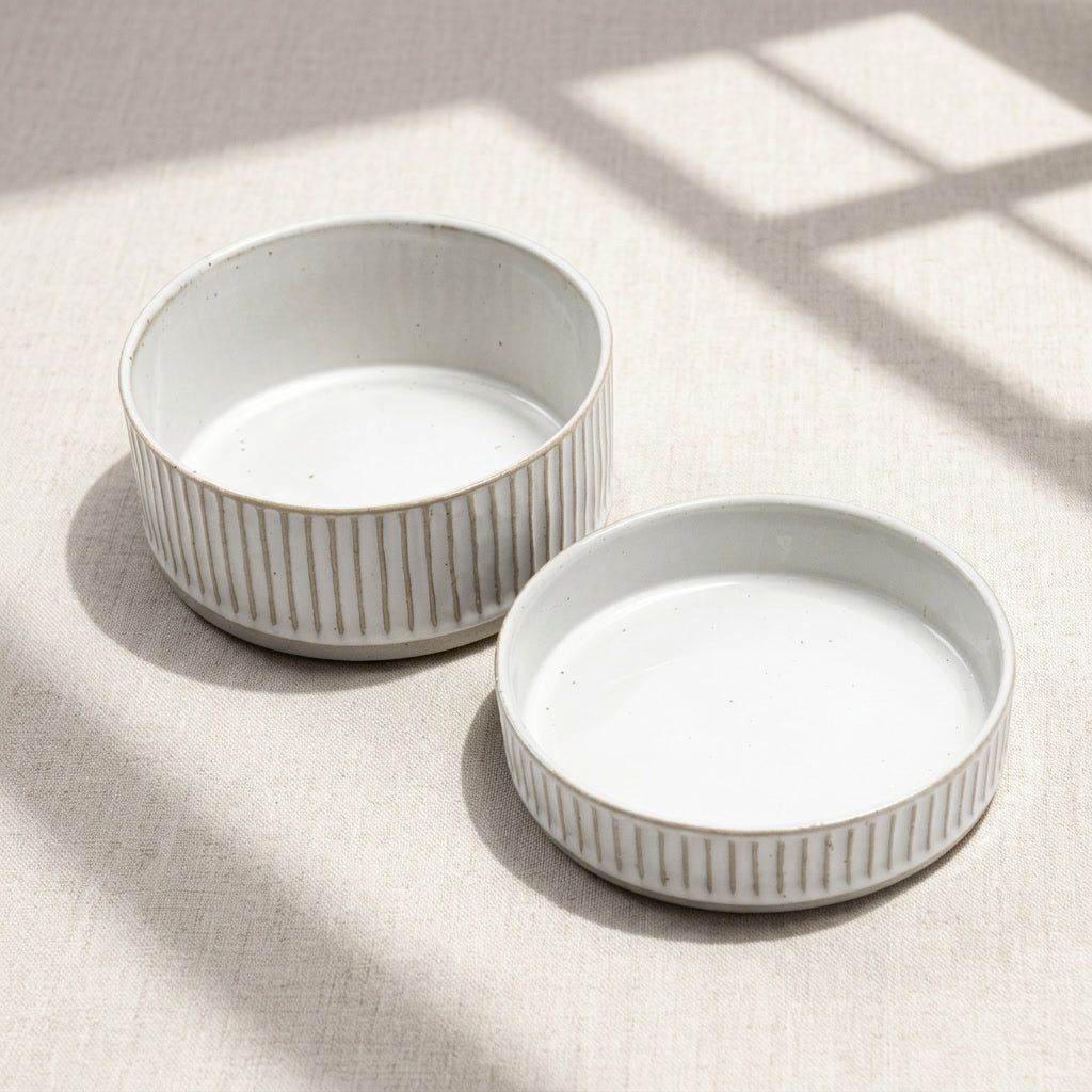 White Scalloped Stoneware Bowl
