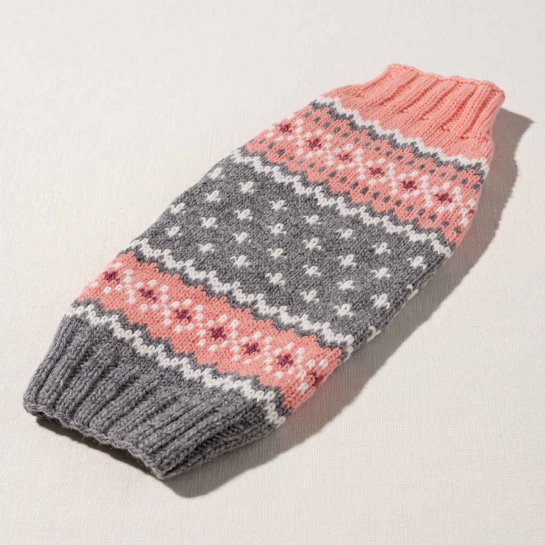 Peach Fair Isle Dog Sweater