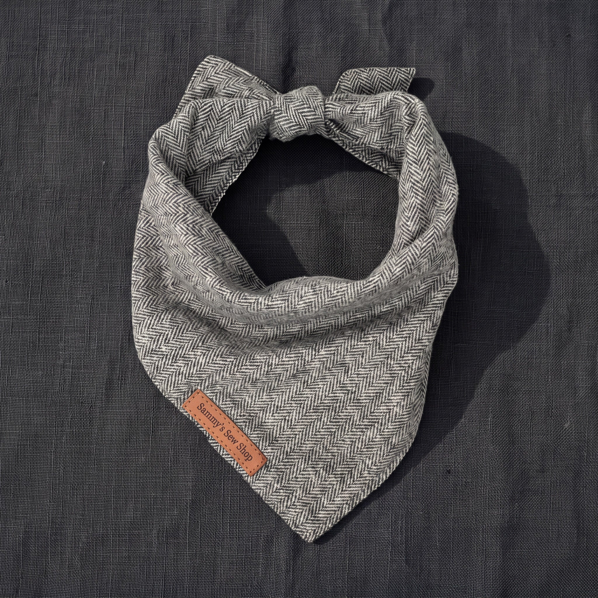 Charcoal Herringbone Dog Bandana