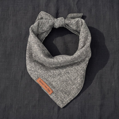 Charcoal Herringbone Dog Bandana