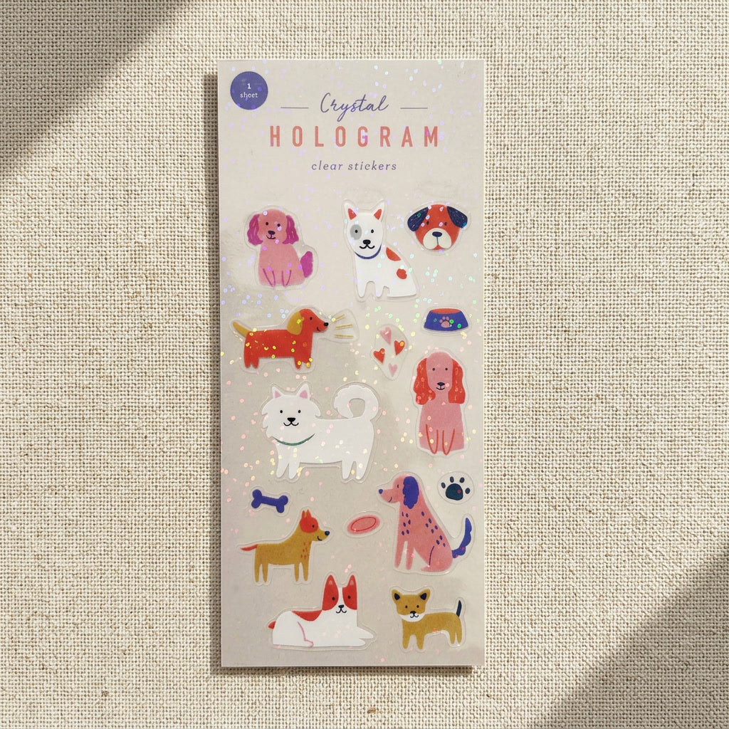 Dogs Crystal Hologram Clear Stickers