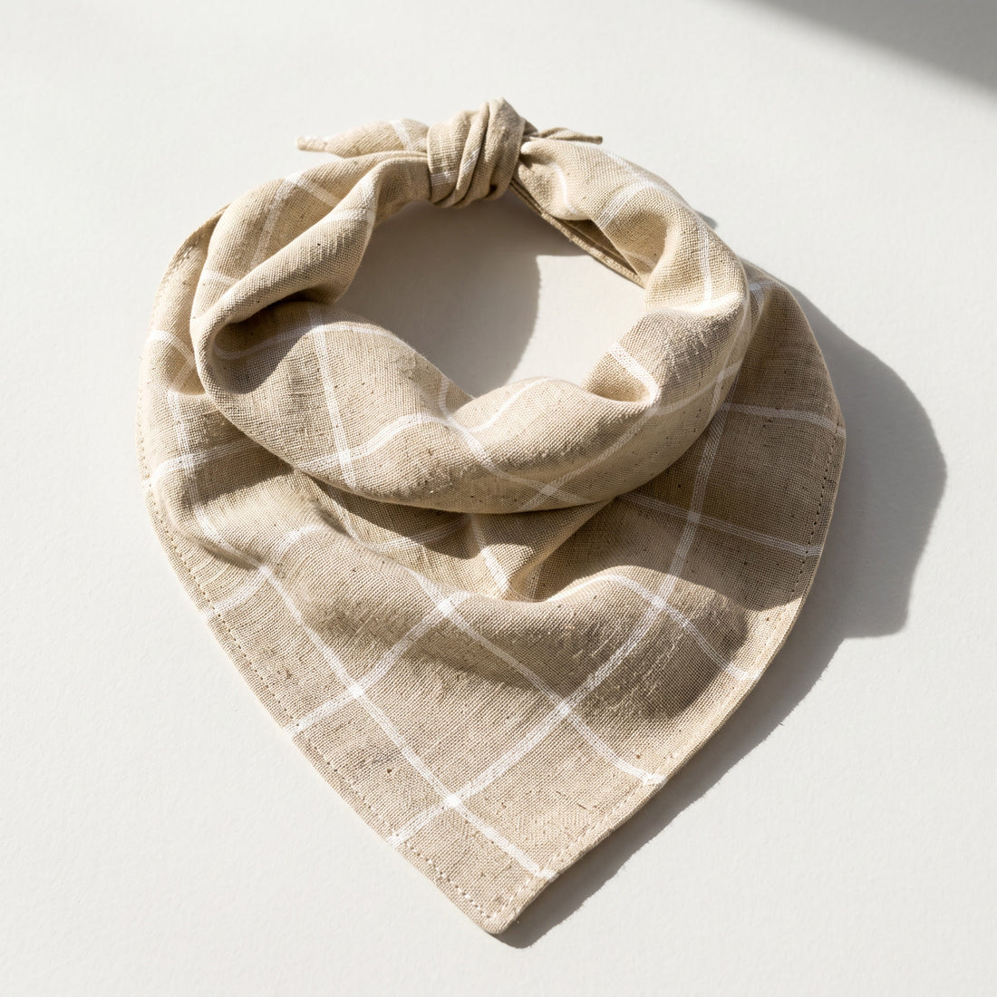 Flax Plaid Linen Dog Bandana