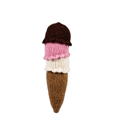 Hand Knit Ice Cream Cone Dog Toy