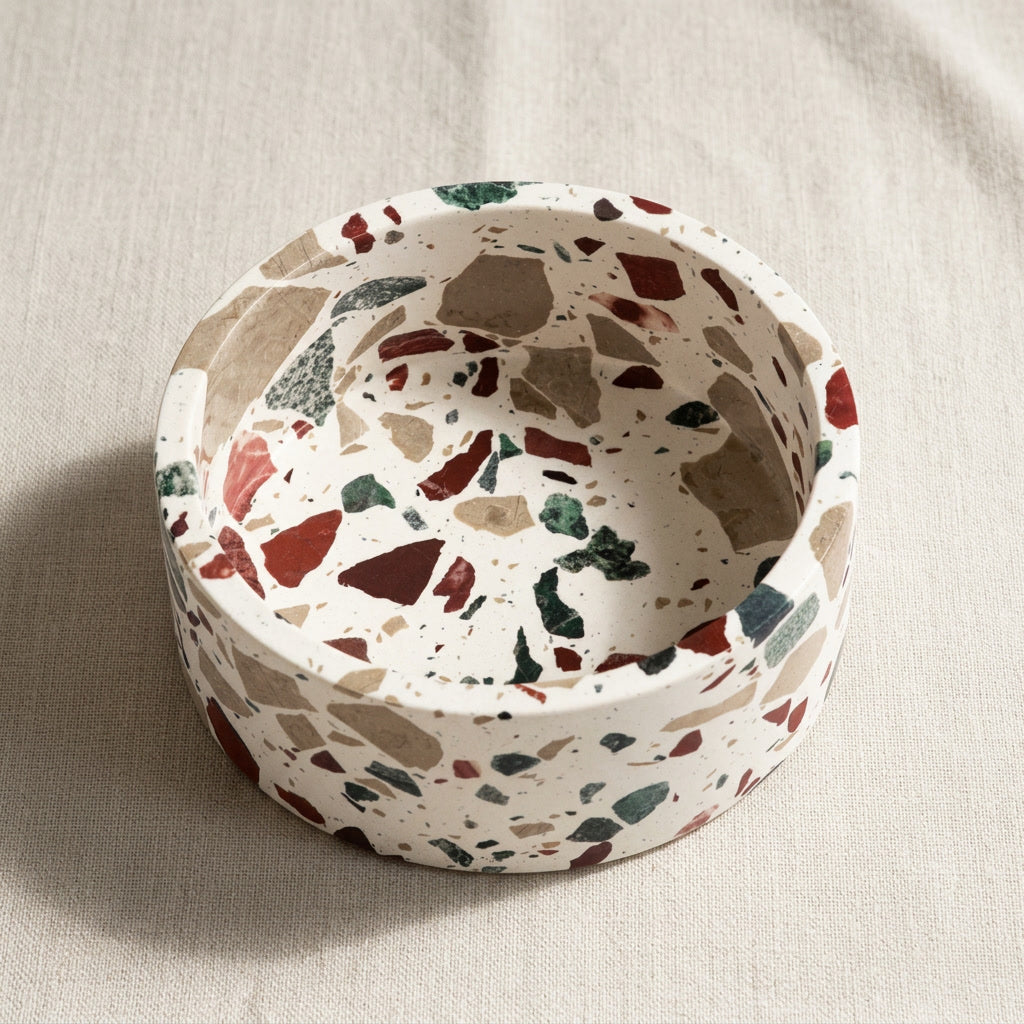 Terrazzo Marble Stone Dog Bowl