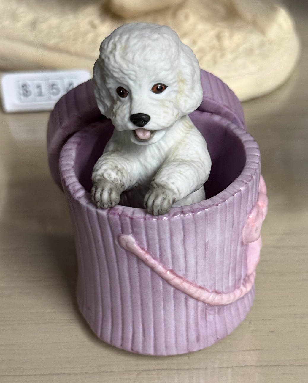 Figurine - Poodle in Hat Box