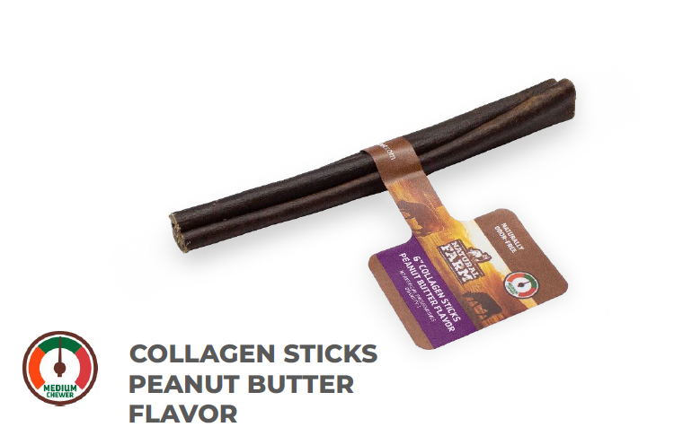 Bin 06 - Natural Farm - 6" Collagen Sticks Peanut Butter Flavor