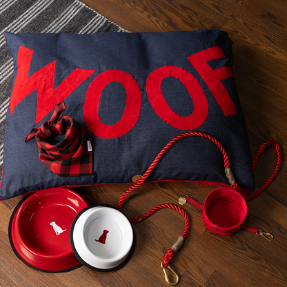 Cotton Rope &amp; Leather Adjustable Dog Leash - Red