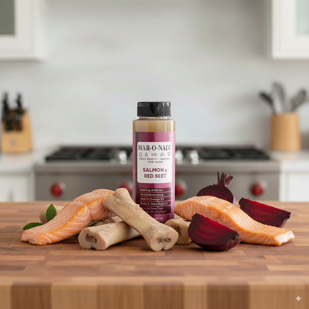 Salmon &amp; Red Beet Bone Broth + Marrow for Dogs