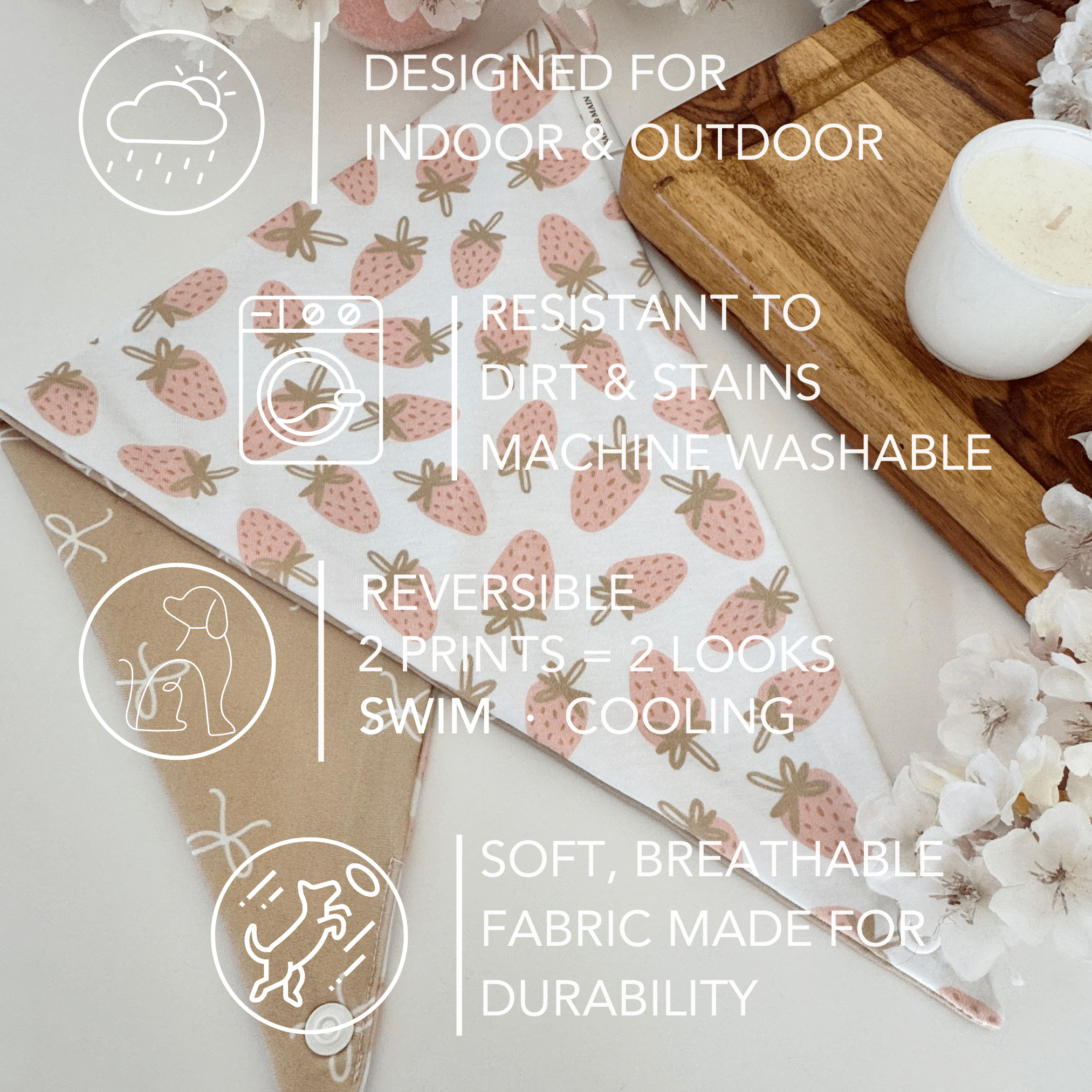 Berries &amp; Bows Reversible Dog Bandana - THE BOXER