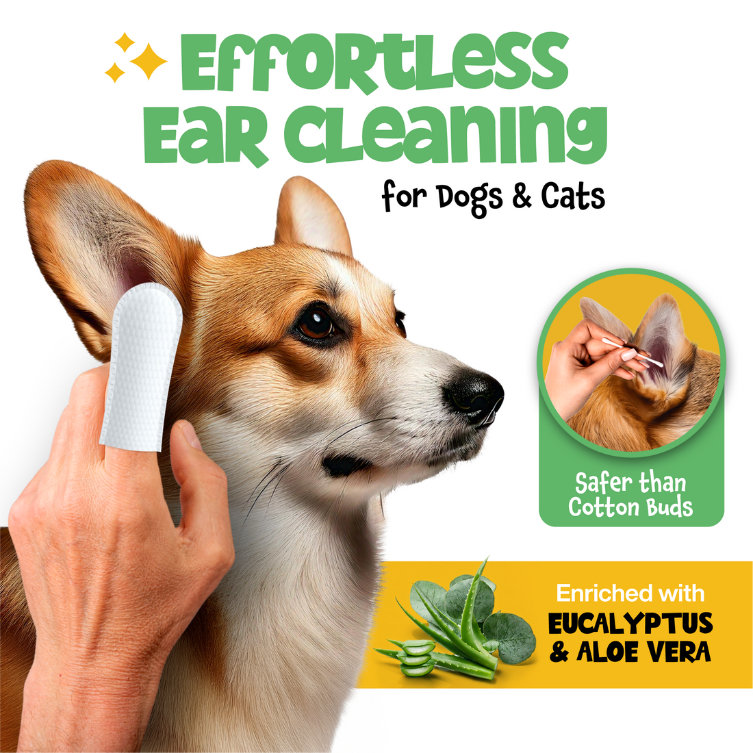 Roofus Dog Ear Wipes | Fragrance Free | 100ct