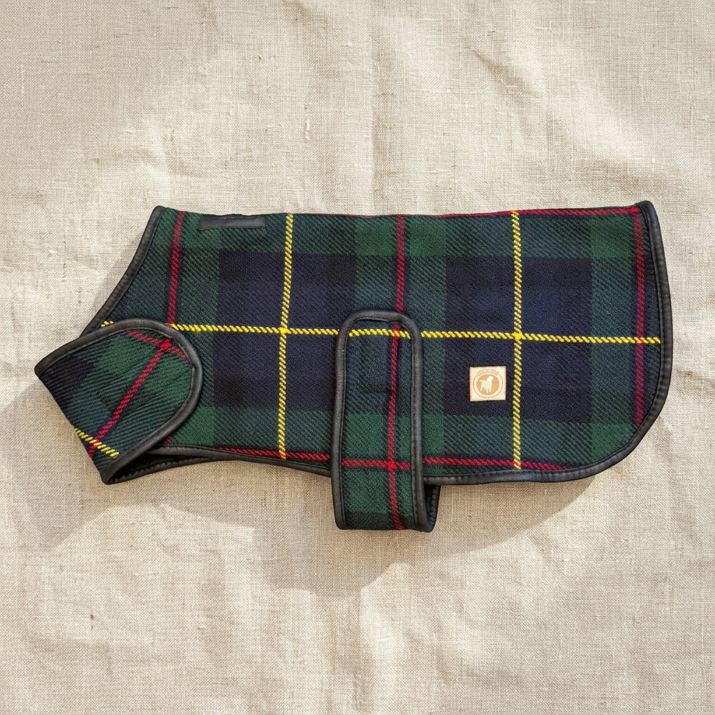 Navy and Green Tartan Blanket Coat
