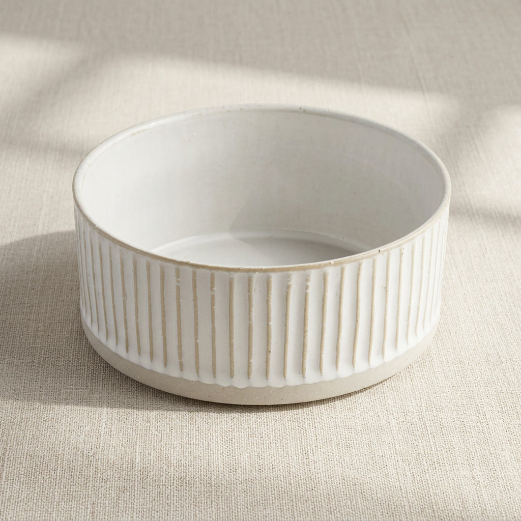 White Scalloped Stoneware Bowl